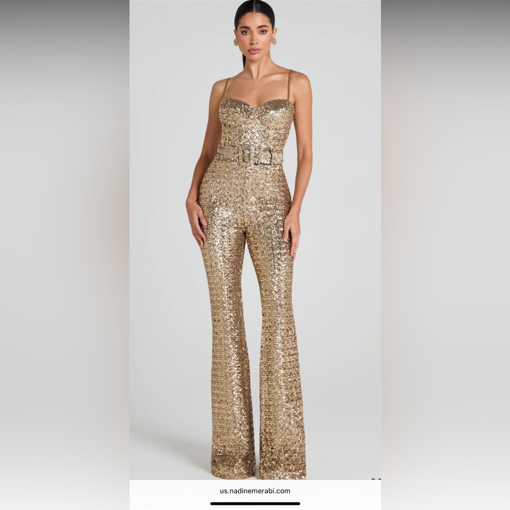 NADINE MERABI Sparkling Gold Jumpsuit